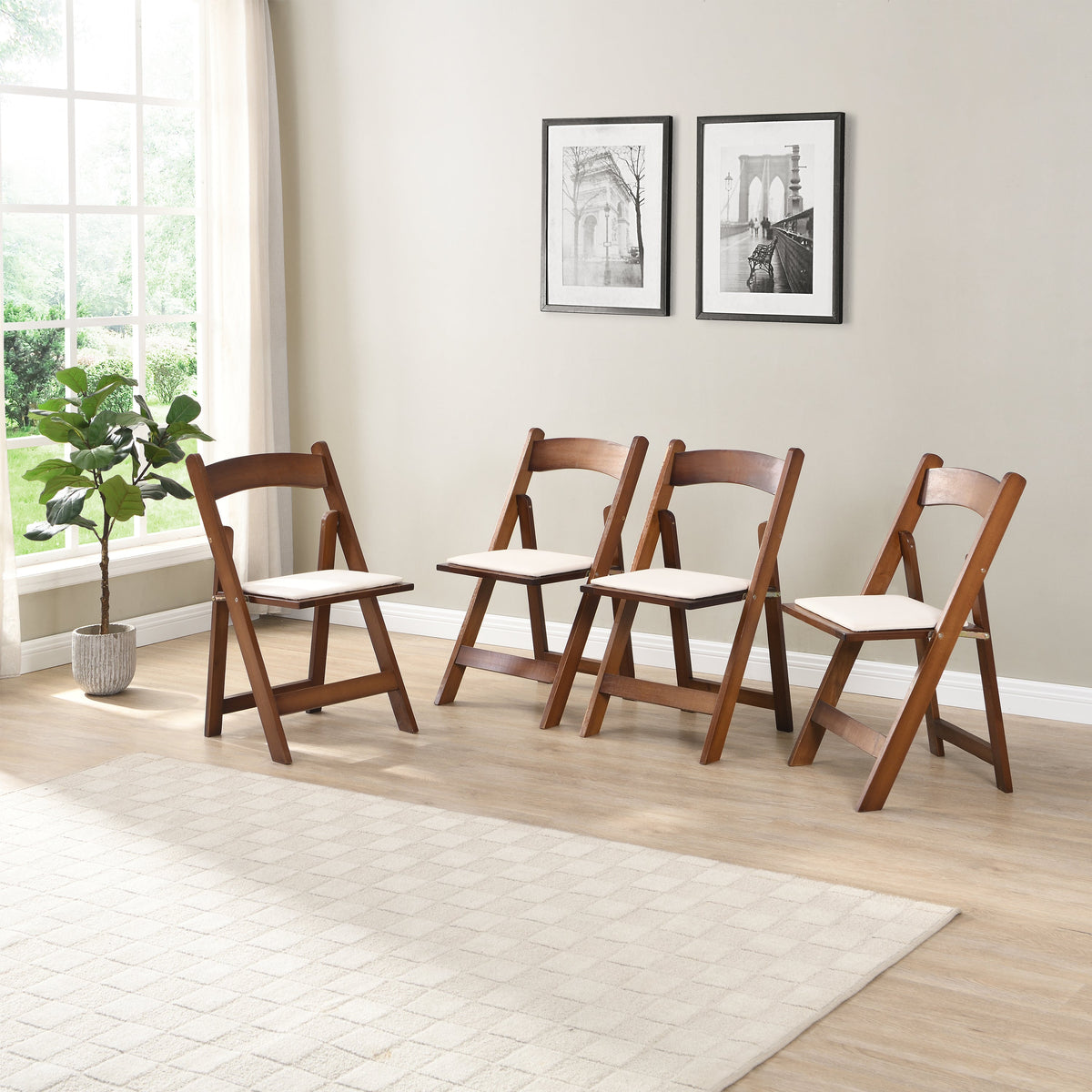 Upholstered Folding Chair Set (4PCS)