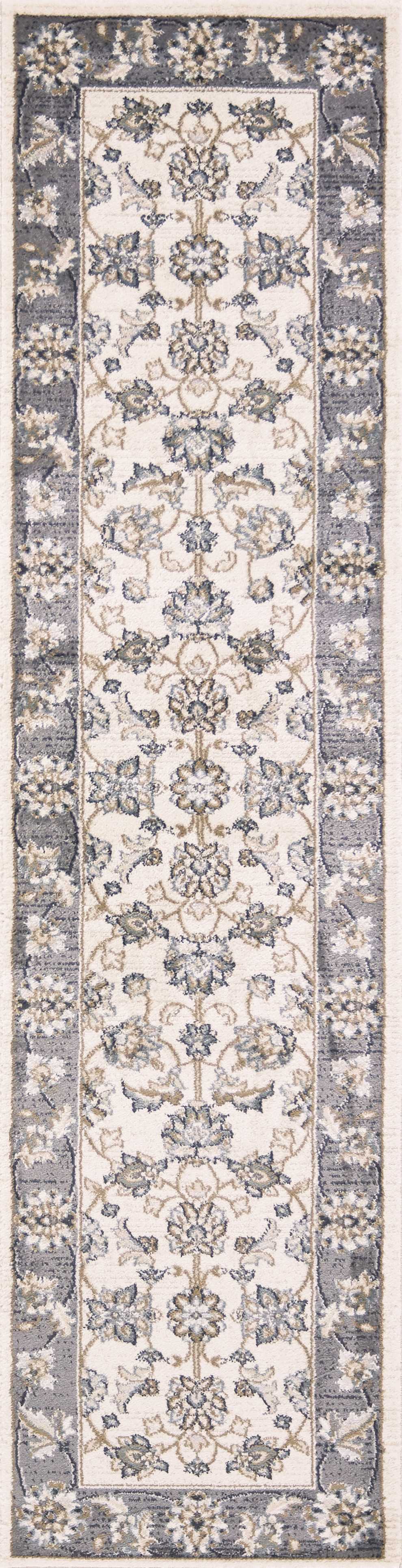 3' X 5' Gray and Ivory Floral Area Rug