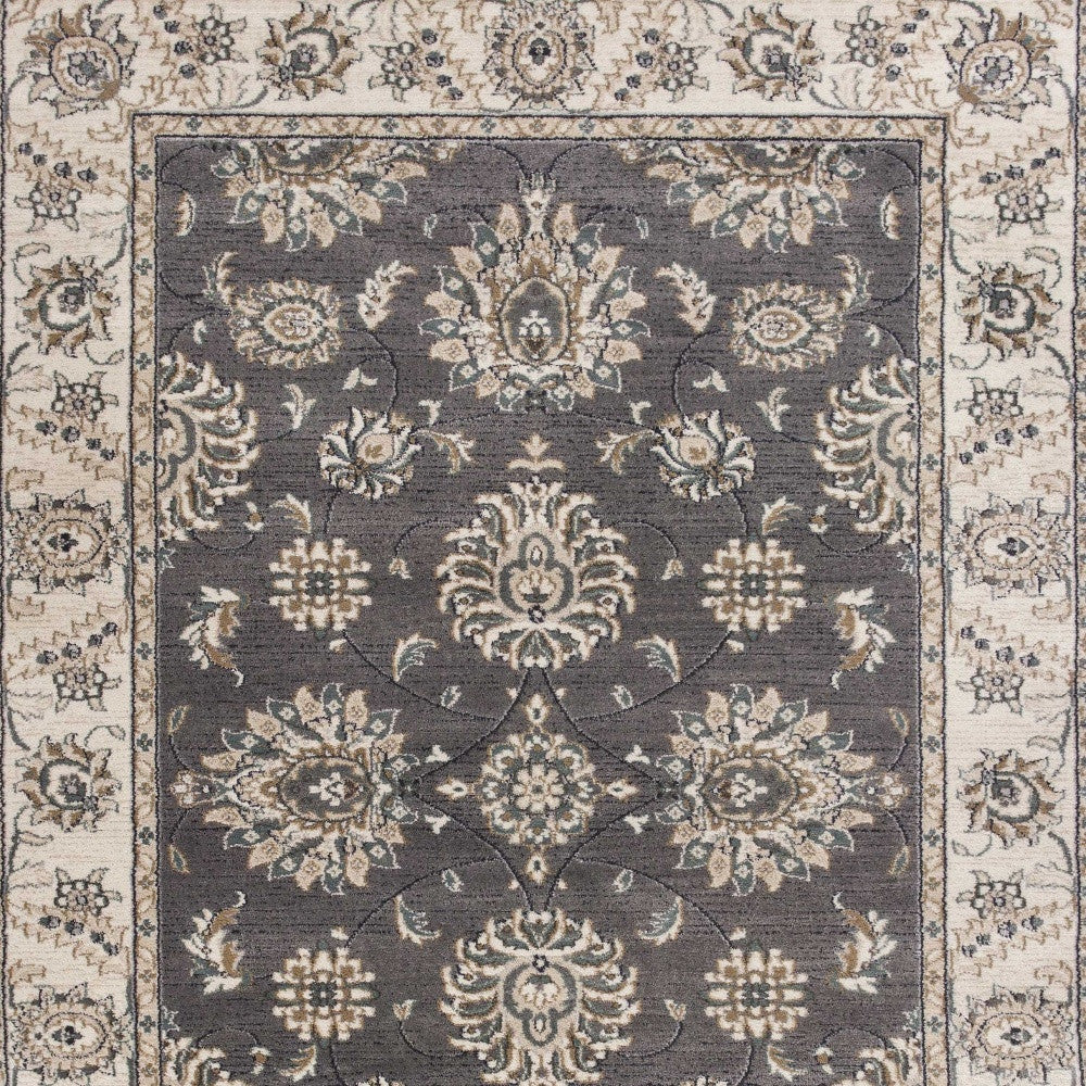 8' Grey Or Ivory Polypropylene Runner Rug