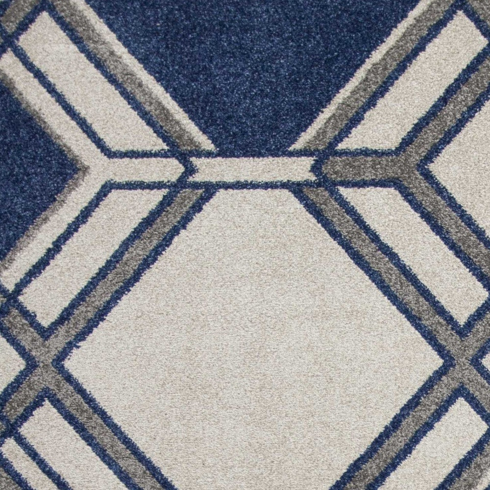 2' X 3' Blue Geometric Area Rug