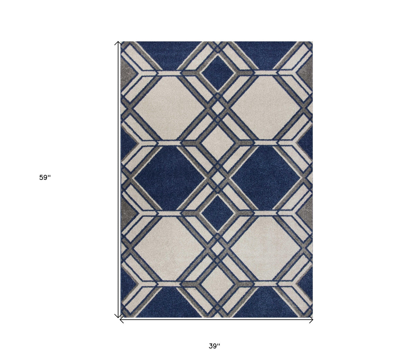 2' X 3' Blue Geometric Area Rug