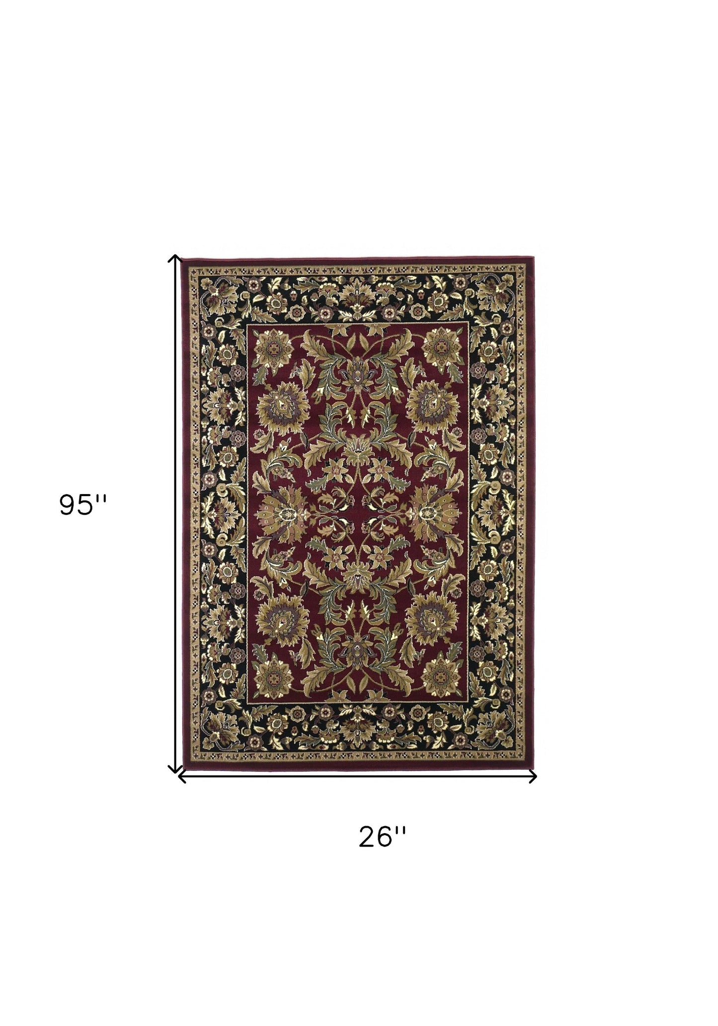 8' X 11' Red Black Machine Woven Floral Traditional Indoor Area Rug