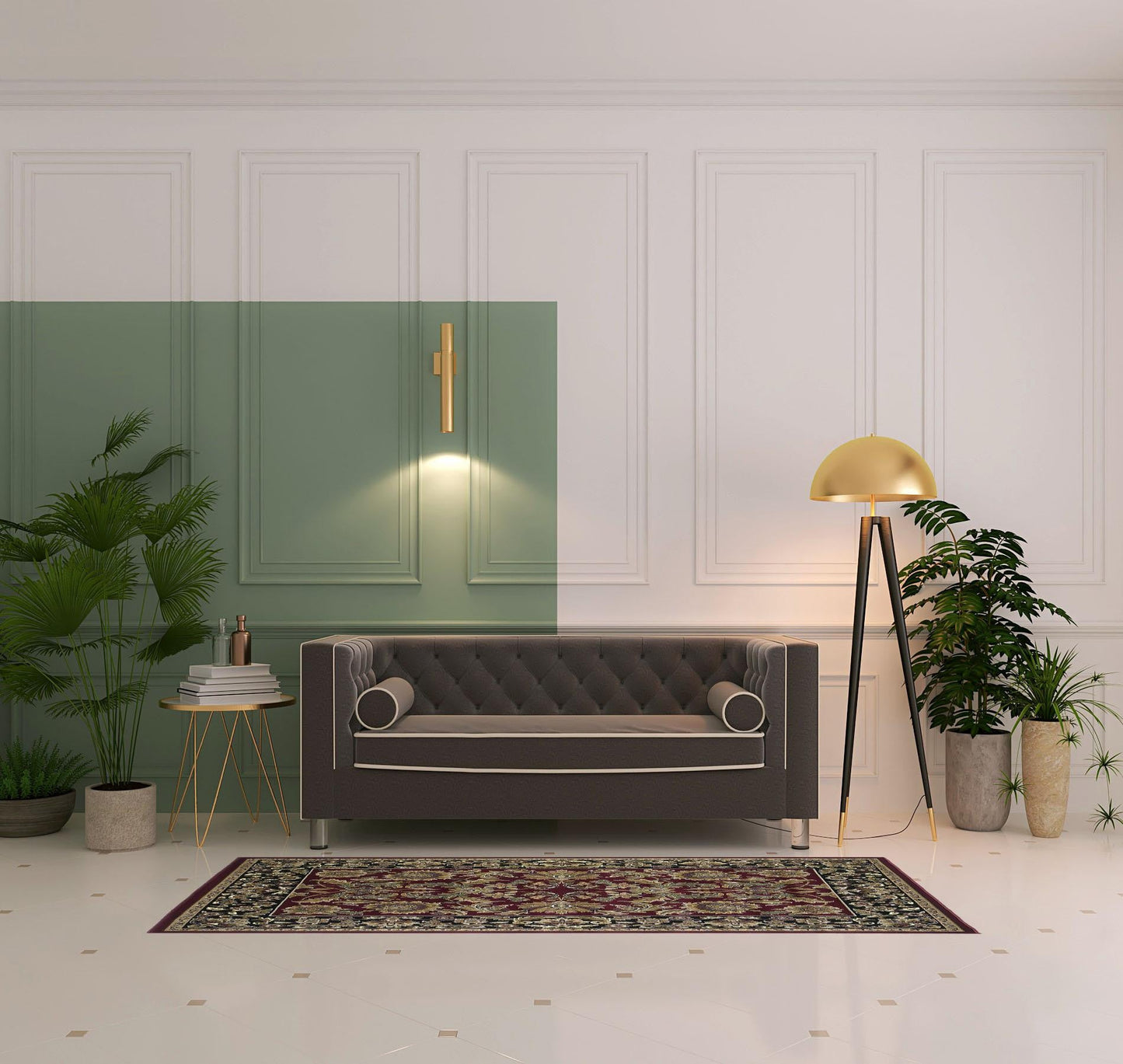 8' X 11' Red Black Machine Woven Floral Traditional Indoor Area Rug