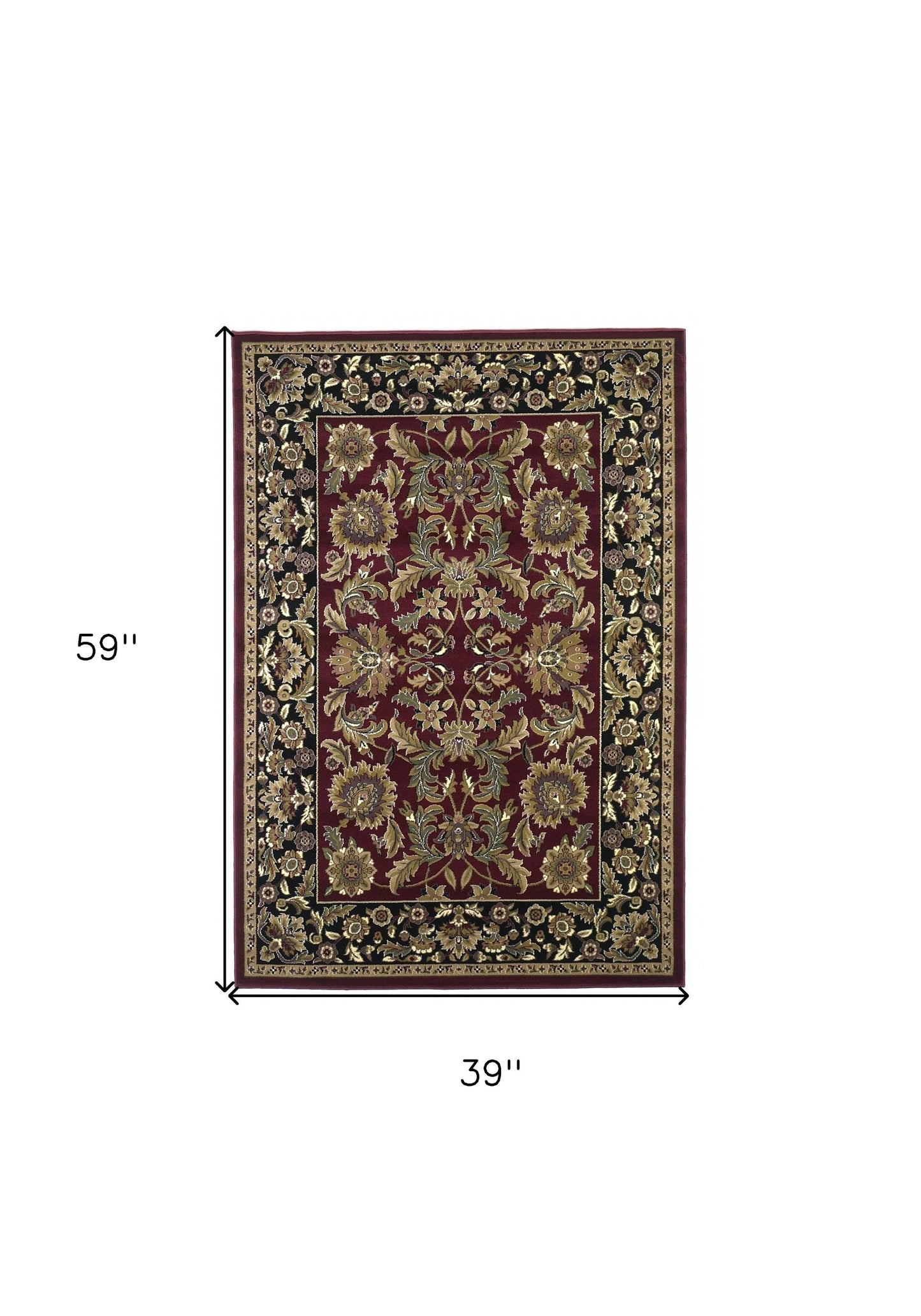 8' X 11' Red Black Machine Woven Floral Traditional Indoor Area Rug