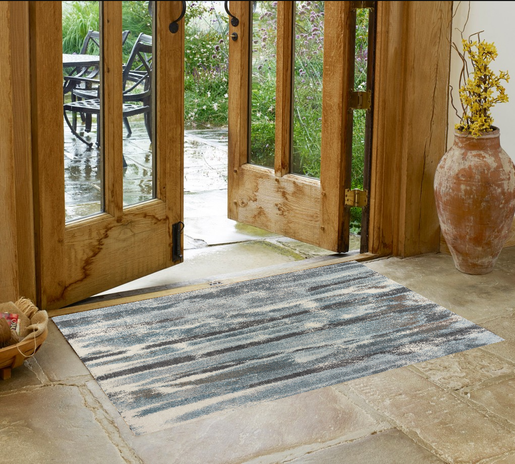 7' X 10'  Polypropylene Teal Area Rug