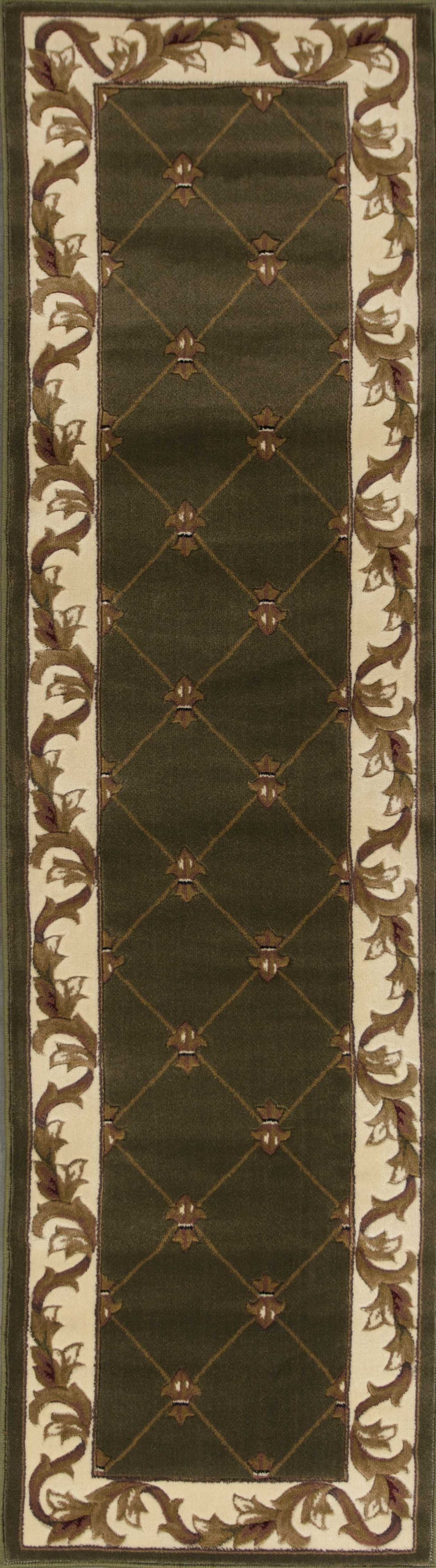 2' X 3' Green and Ivory Trellis Area Rug