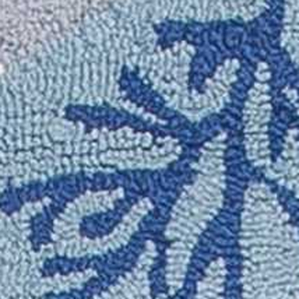 5' X 8' Blue Hand Hooked Marine Life Indoor Area Rug