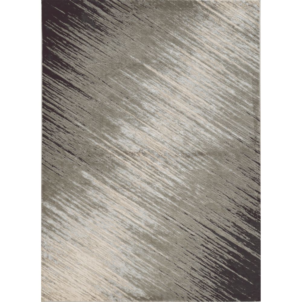 5' X 8' Silver Grey Machine Woven Abstract Brushstroke Indoor Area Rug