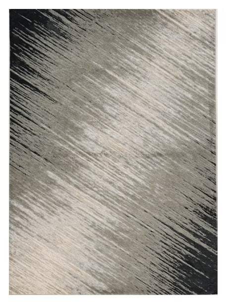 5' X 8' Silver Grey Machine Woven Abstract Brushstroke Indoor Area Rug