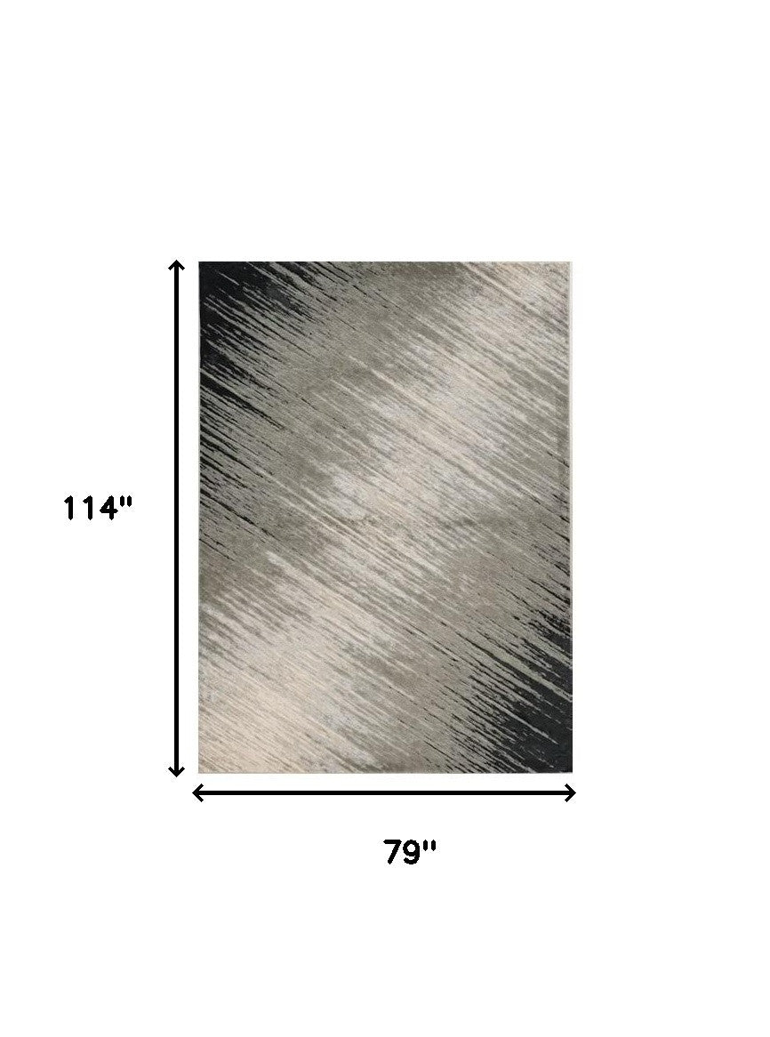 5' X 8' Silver Grey Machine Woven Abstract Brushstroke Indoor Area Rug