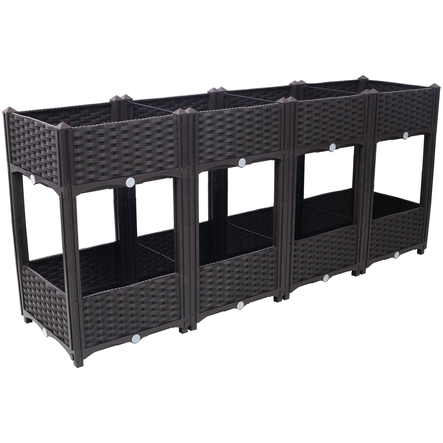 Planter Raised Beds - Elevated Planter Garden Box with Drainage Plug Raised Garden Beds for Vegetable/Flower/Herb Outdoor Standing Planter Beds Gardening Kit,Brown,63'x15.7'x27.7'