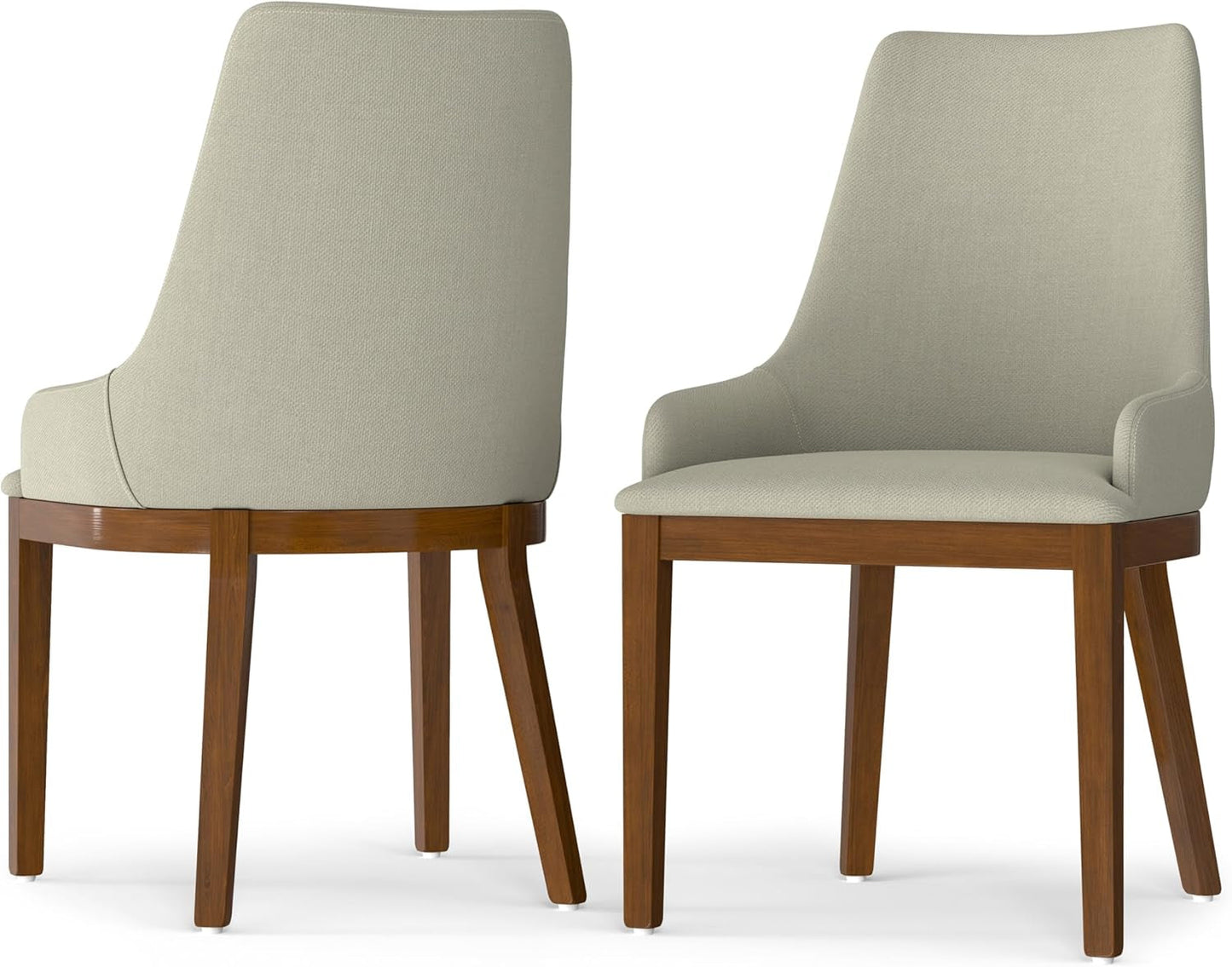 Stephanie Contemporary Dining Chair Set Of 2 In Natural Linen Look Fabric