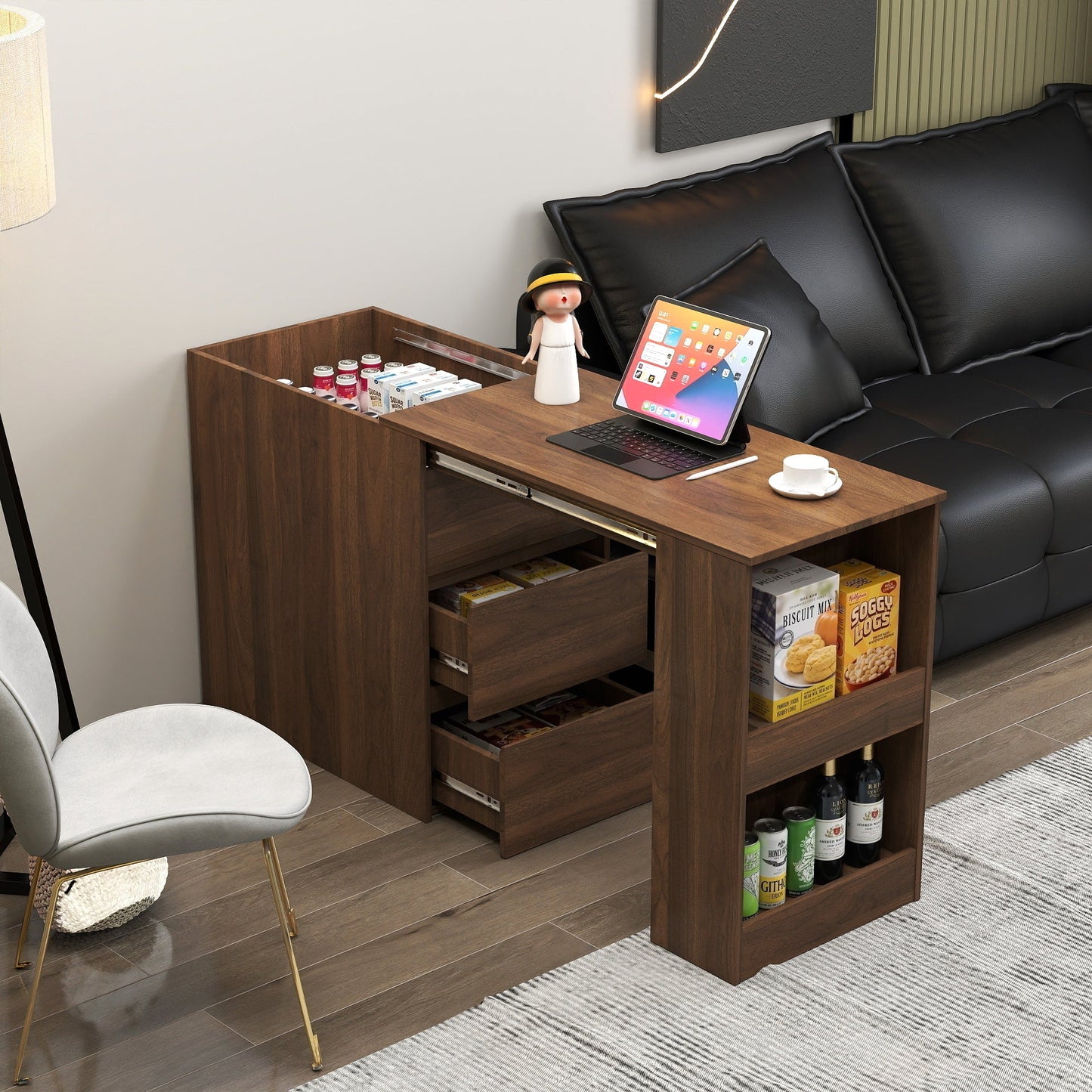 Computer Desk with Drawers - Modern Corner Home Office Storage