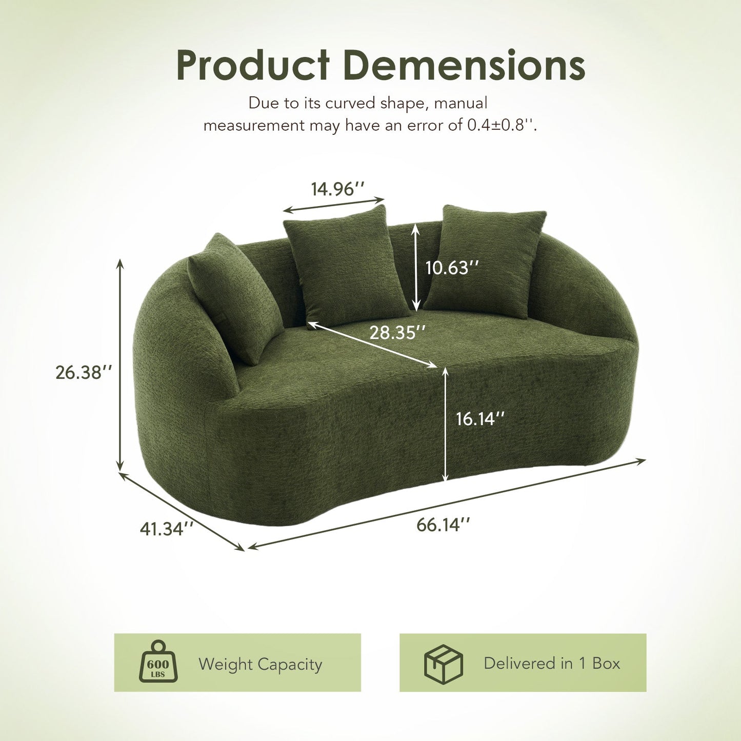 LY-049S Curved Modern Boneless Sofa Loveseat