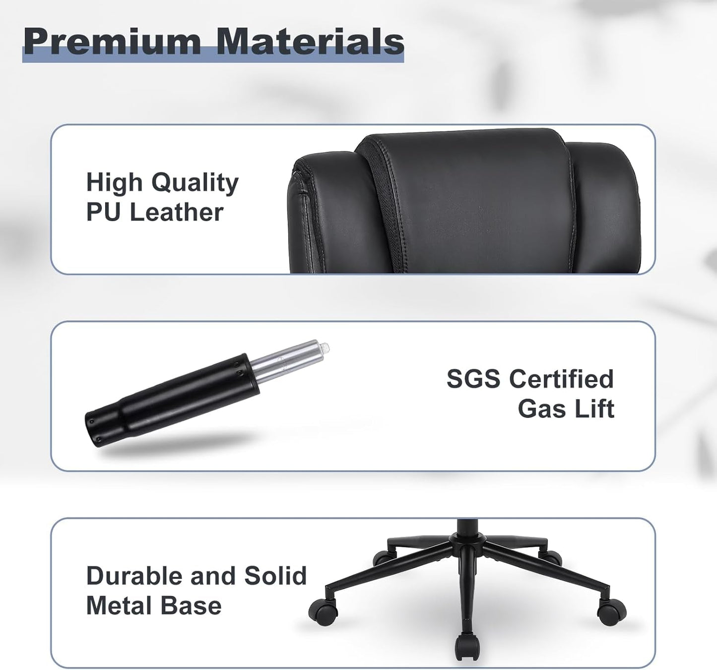 Black Leather Office Chair With Flip Up Armrests And Wheels