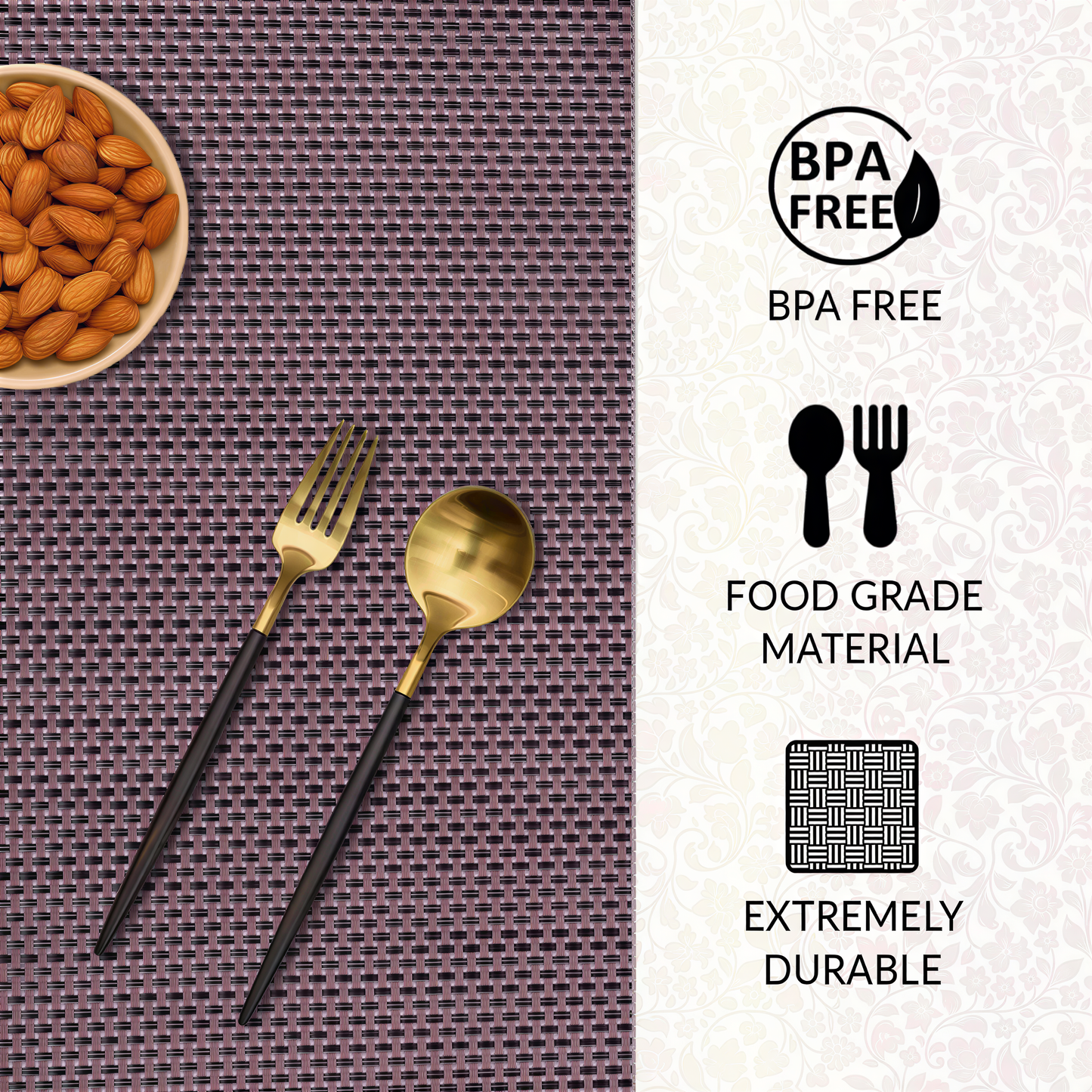 Vinyl Placemats - Durable Non Slip Table Protectors, Heat & Scratch Resistant Mats