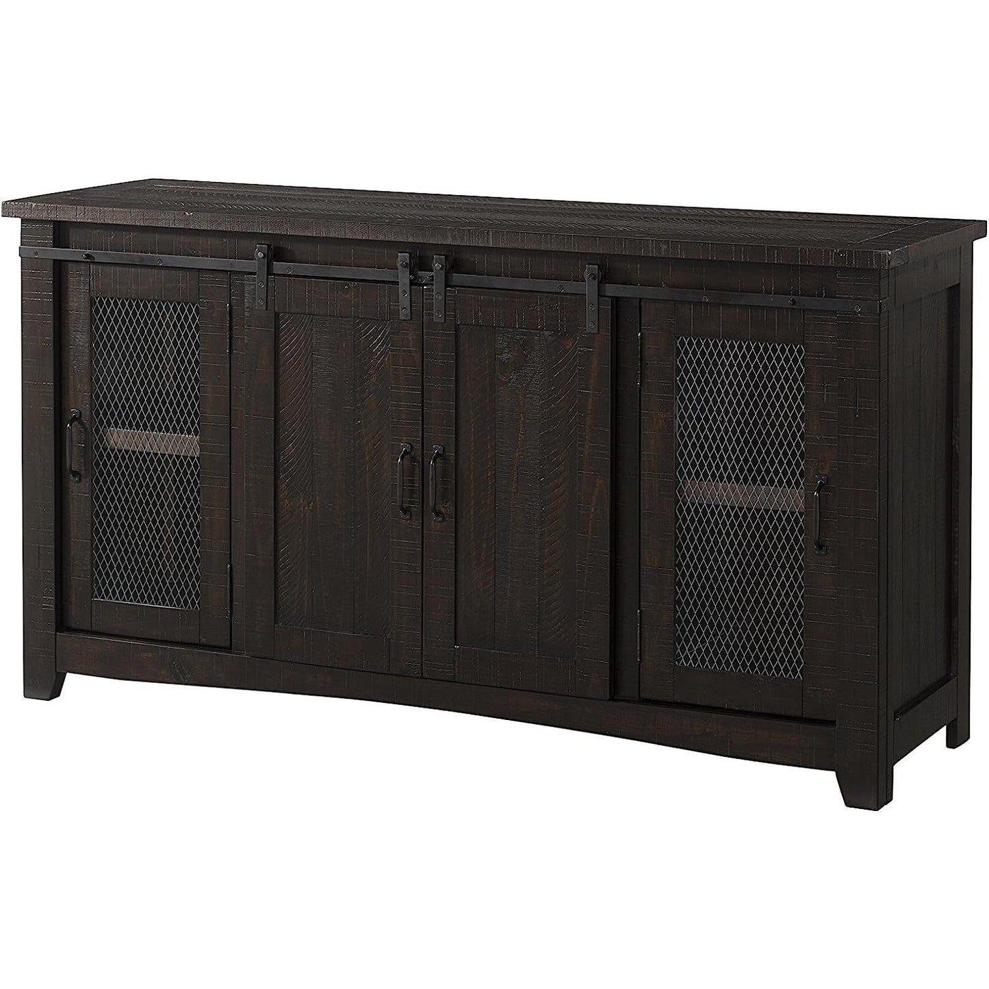 Espresso TV Stand With Sliding Barn Doors Solid Pine