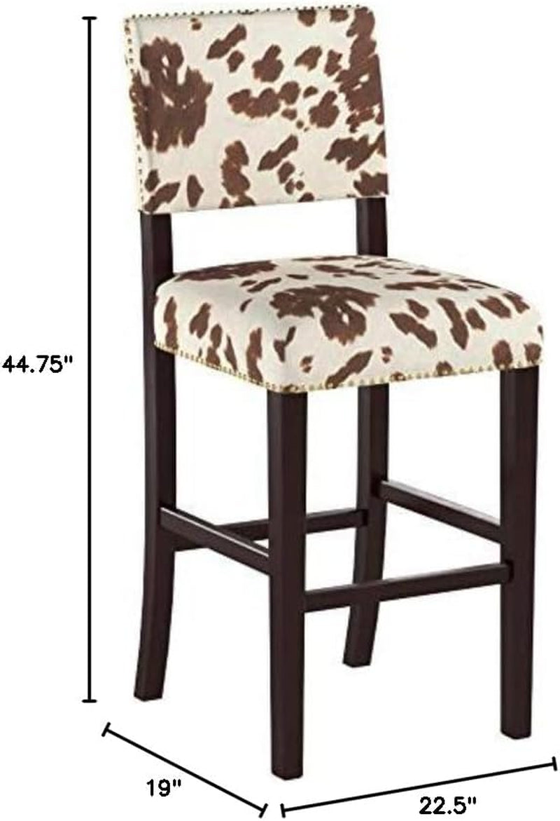 Stylish Cowhide Print Bar Stool with Comfortable Padded Seat