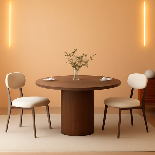 47 Inch Walnut Round Dining Table Farmhouse Kitchen