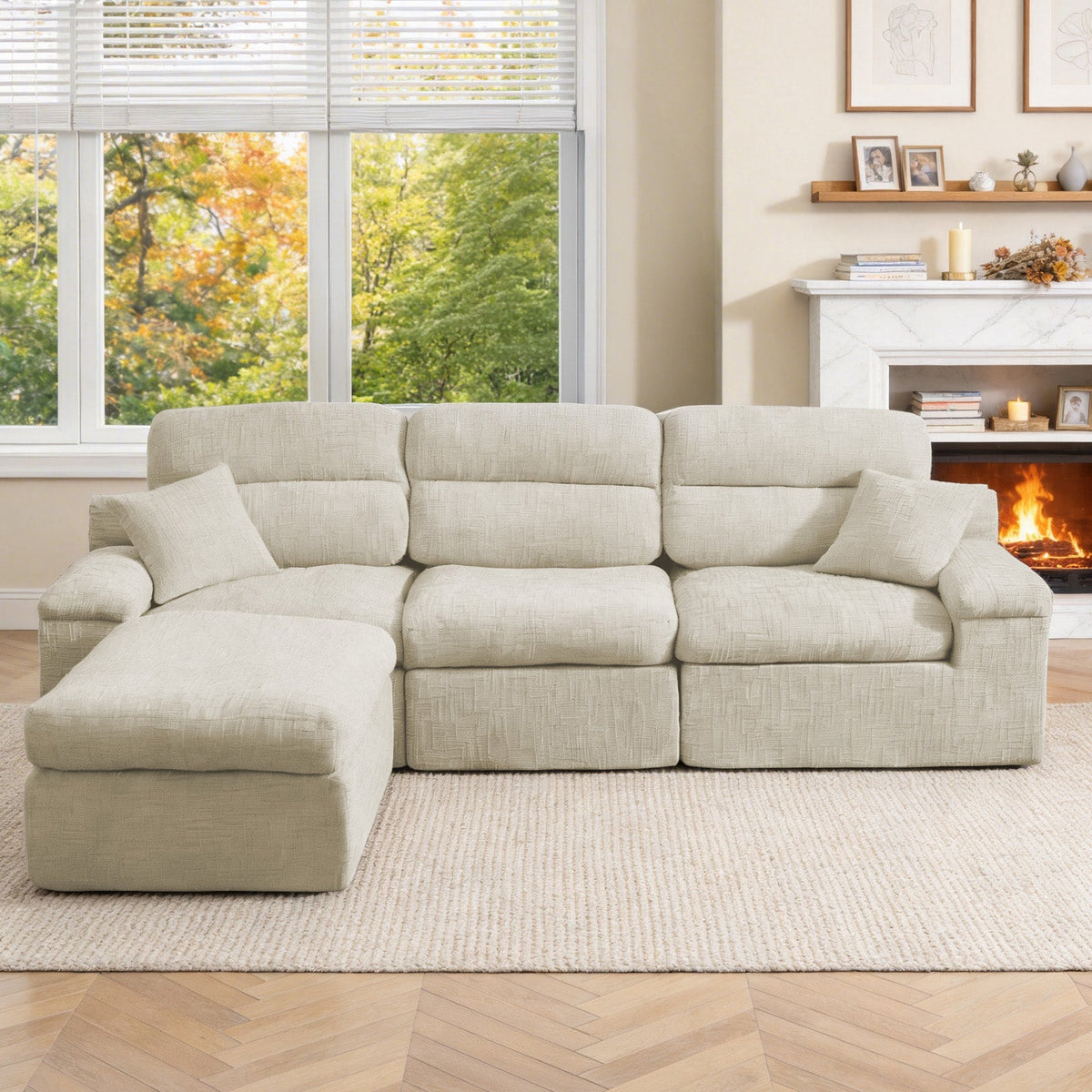 Corner Chaise Sofa with High Backrest