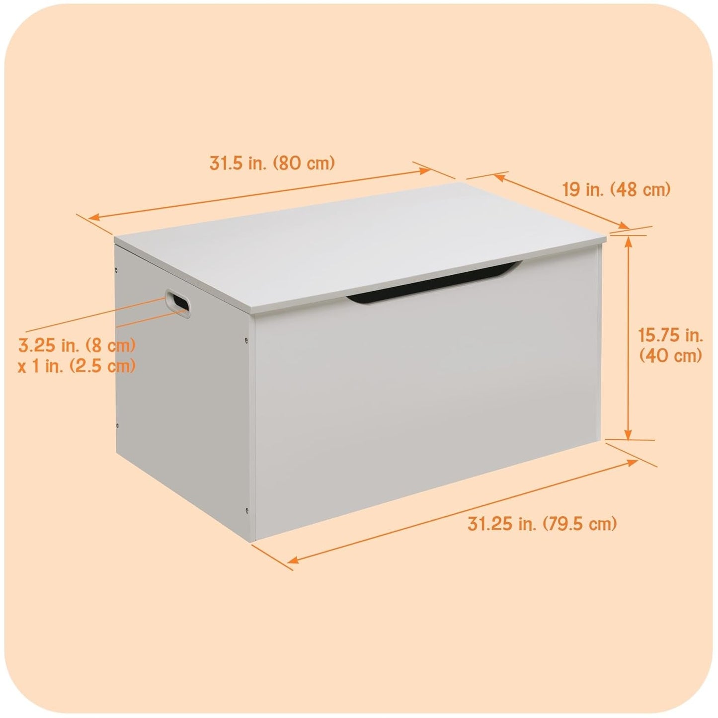 White Toy Storage Chest Bench FourCubicFeet FlipTopLid