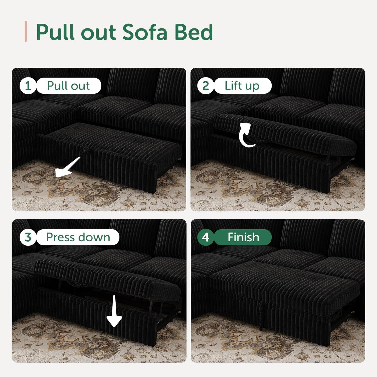 Modular Sleeper Sectional Sofa Charcoal With Storage