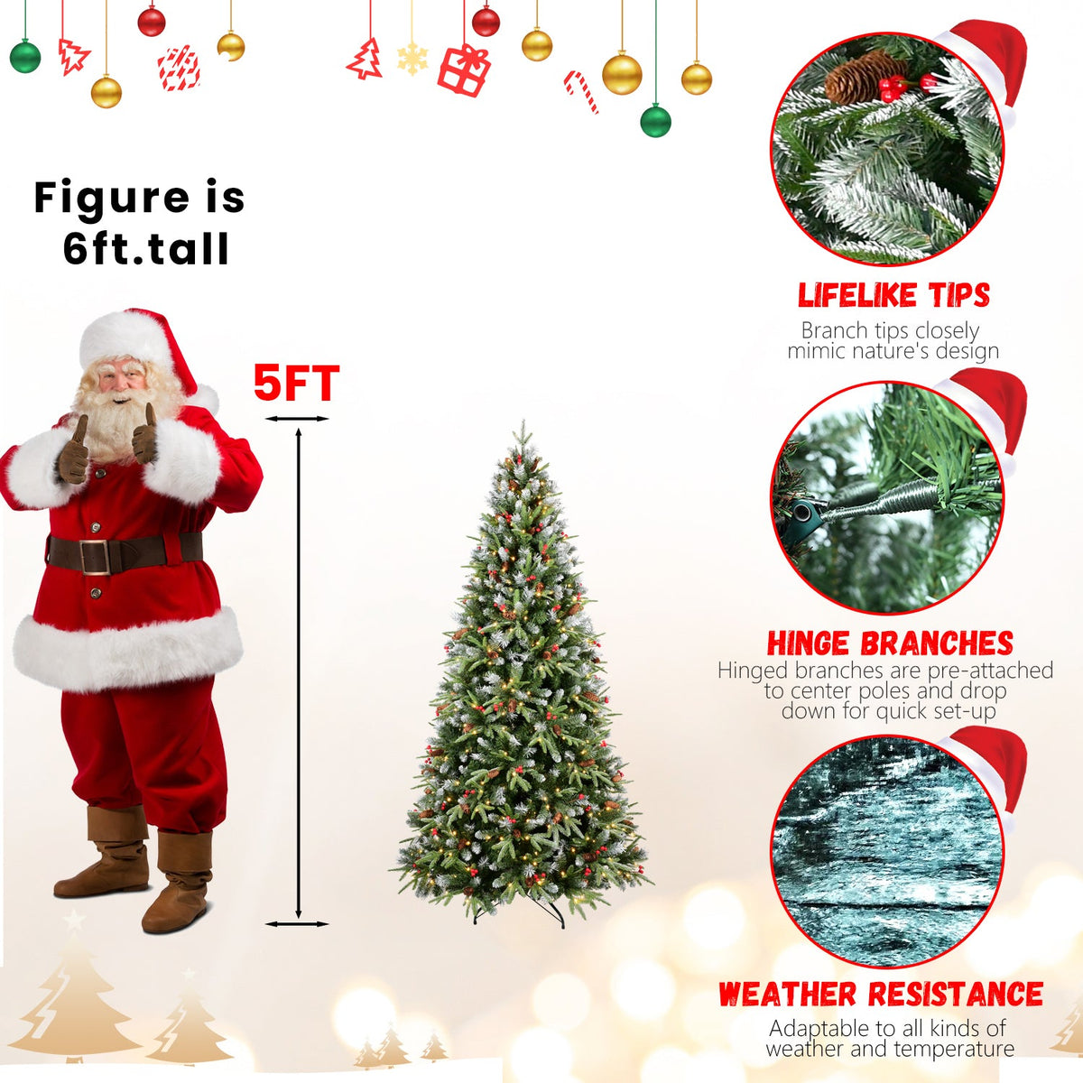 7FT Christmas Tree with 450 Warm Lights