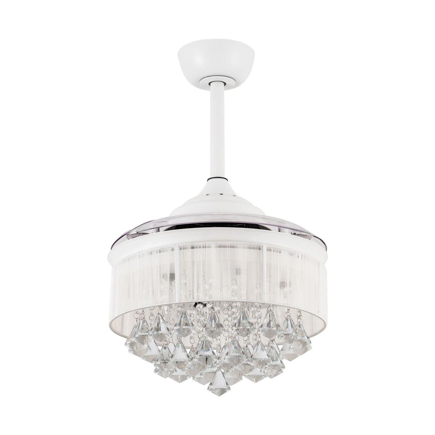 36" Bangaiore Modern Downrod Mount Crystal Ceiling Fan with Lighting and Remote Control