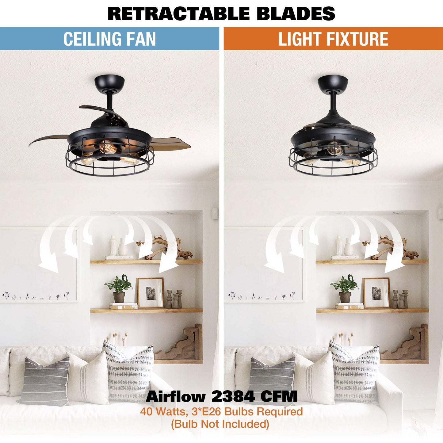 36" Pickett Industrial Downrod Mount Ceiling Fan with Lighting and Remote Control