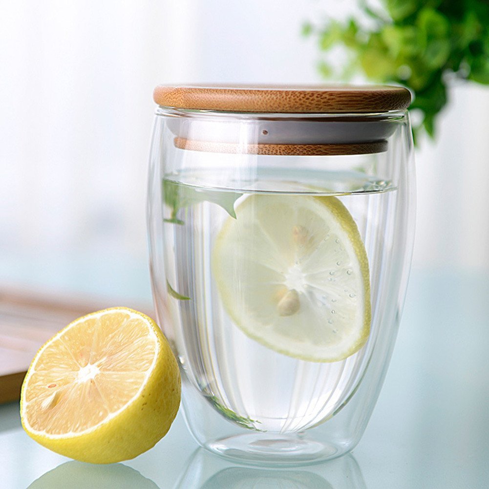 350ml 12oz Double Walled Mug with Bamboo Lid