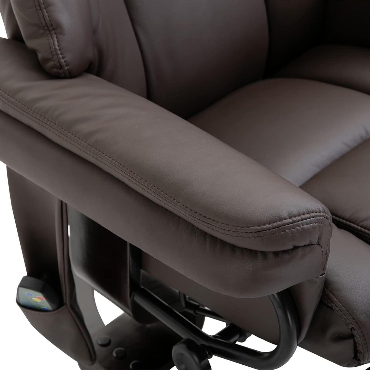 Brown Faux Leather Massage Recliner Chair With Ottoman