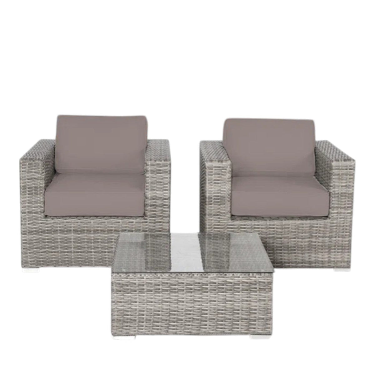 Rattan Wicker Fully Assembled 2-Person Seating Group with Cushions