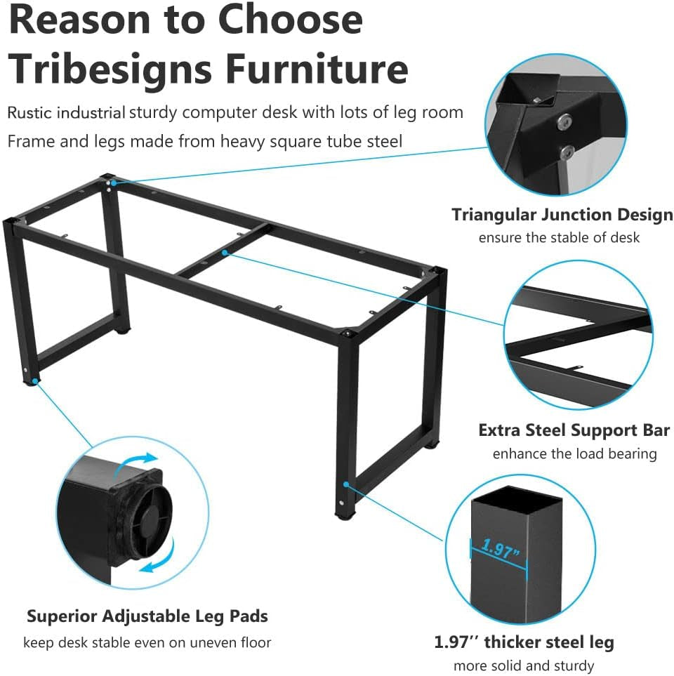 63 Inch Rustic Brown Computer Desk For Home Office