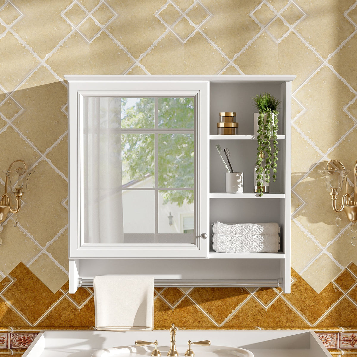 30 Inch Wall-Mount 2-in-1 Mirror Cabinet