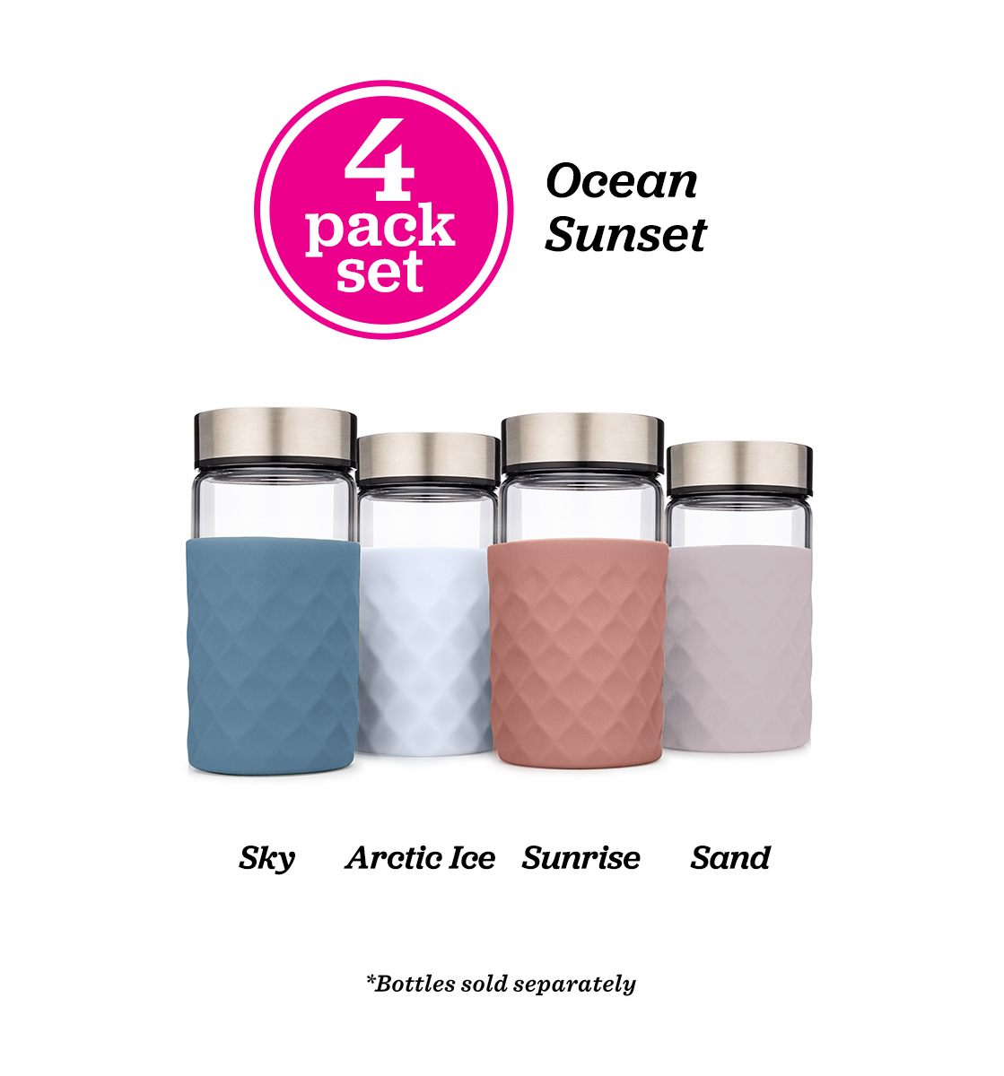 Diamond Lattice Silicone Bottle Sleeves Set, for 10oz & 16oz Bottles