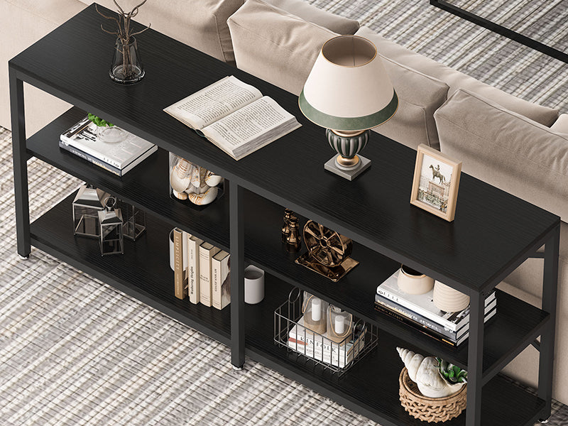 70.9" Extra Long Console Table with Storage Shelves