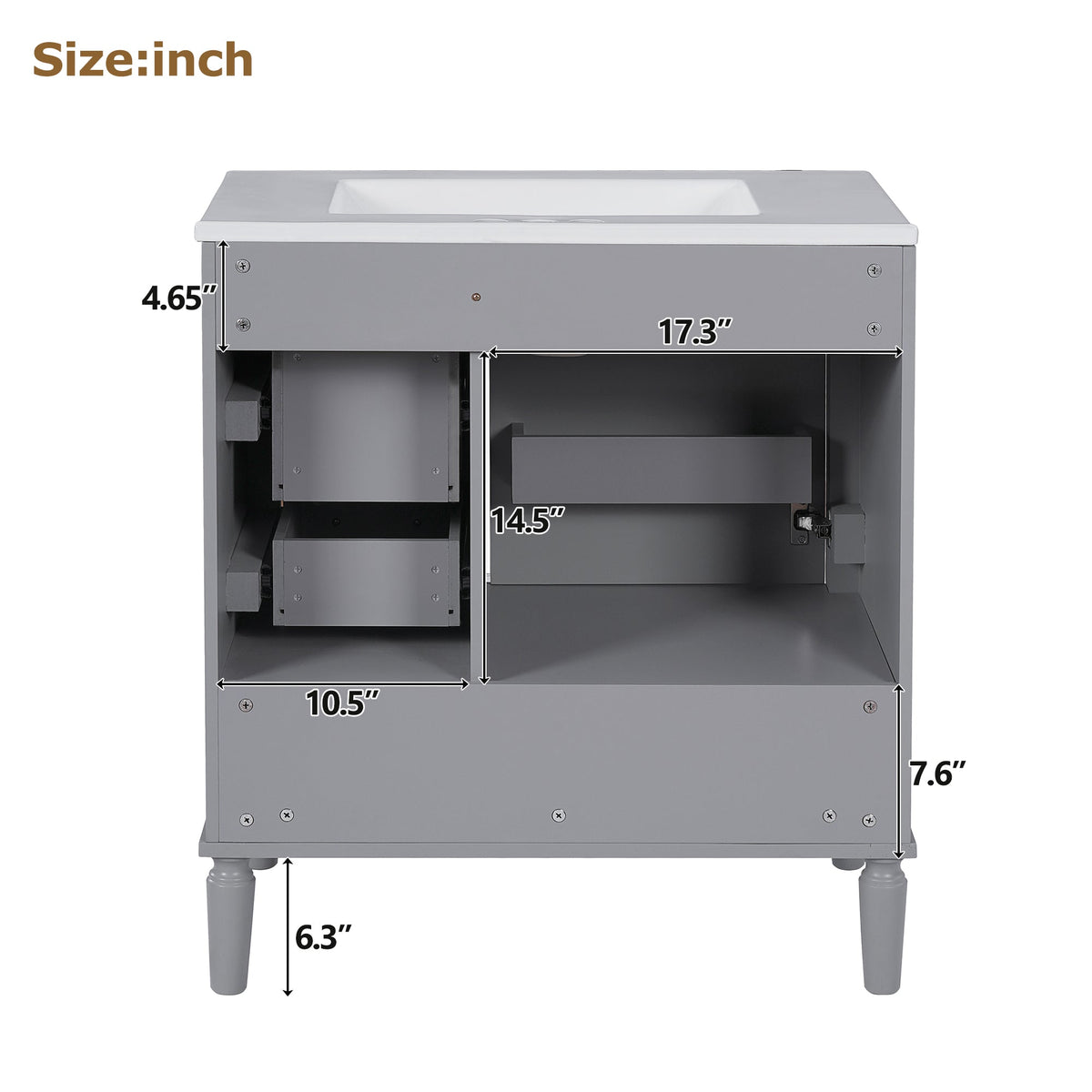 30" Bathroom Vanity with Ceramic Sink, Soft-Close Door and Ample Storage
