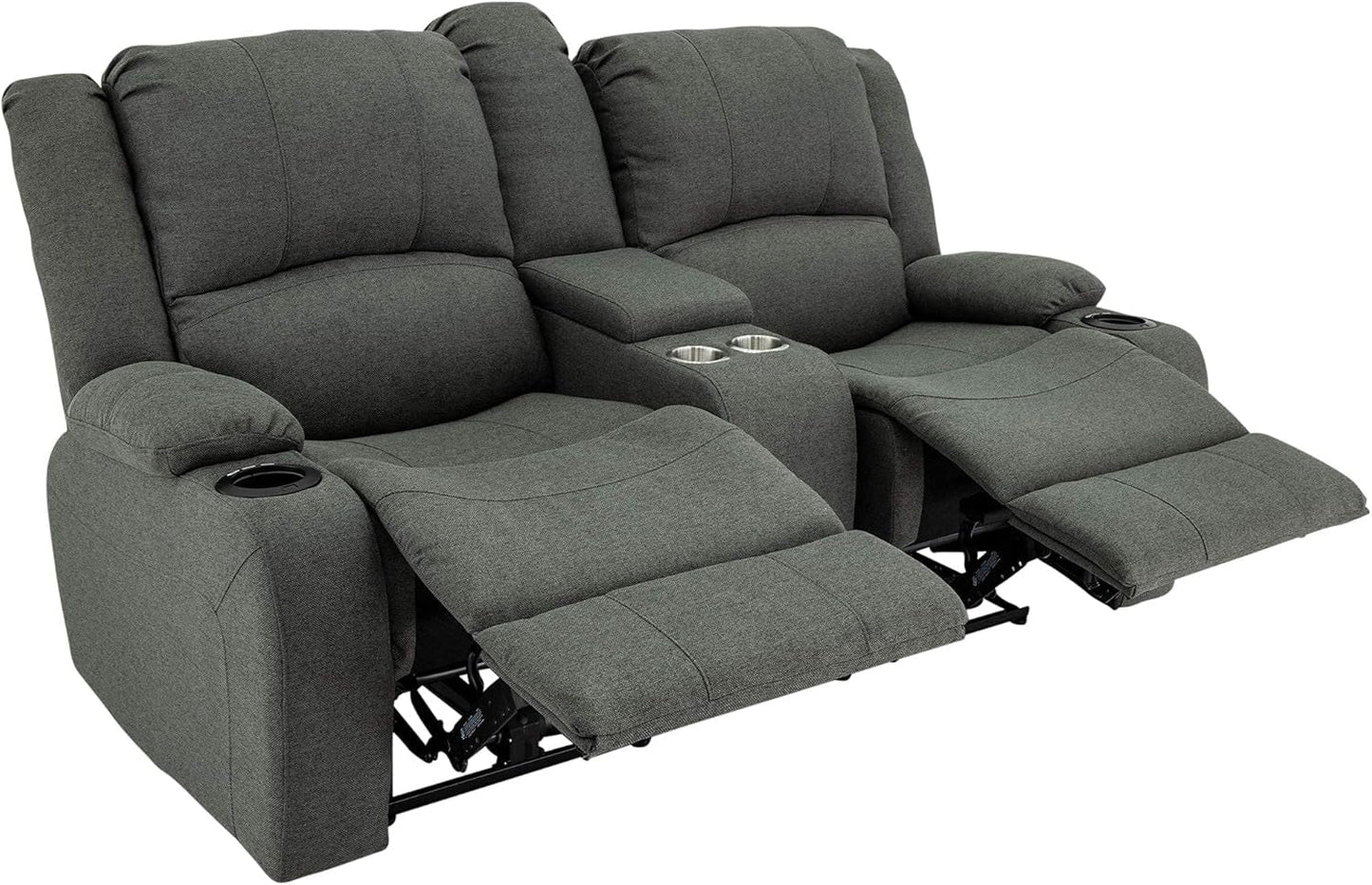 Powered Double Wall Hugger Recliner Sofa 67in Fossil Cloth