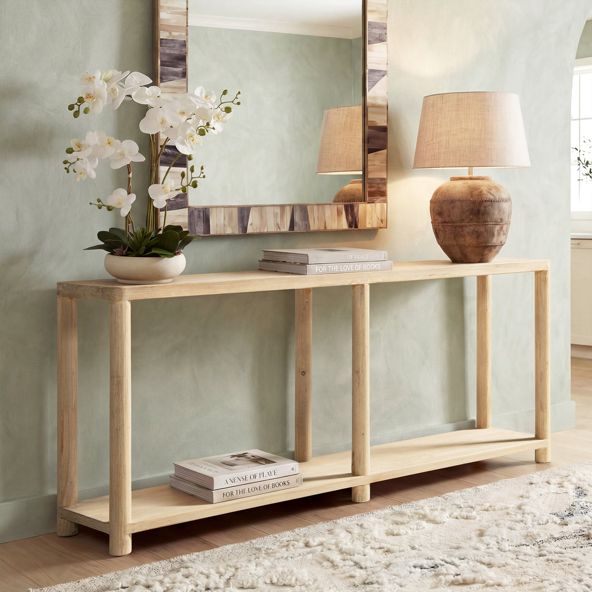 Milo 71" Reclaimed Wood Console Table with Lower Shelf