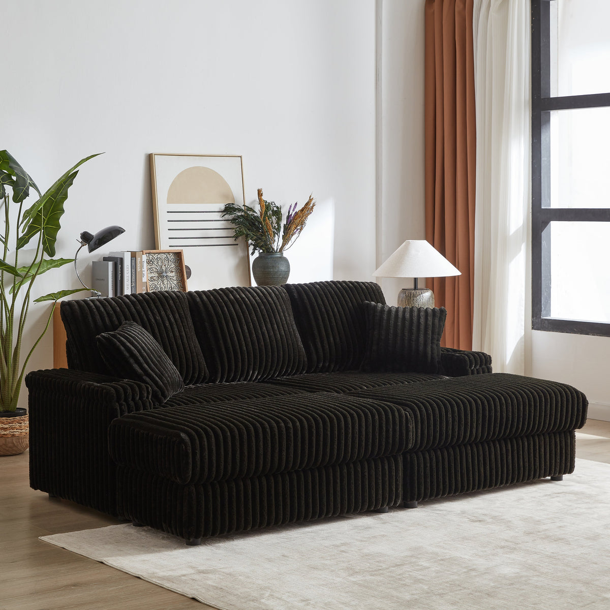 84-Inch Corduroy 3-Seater Sofa