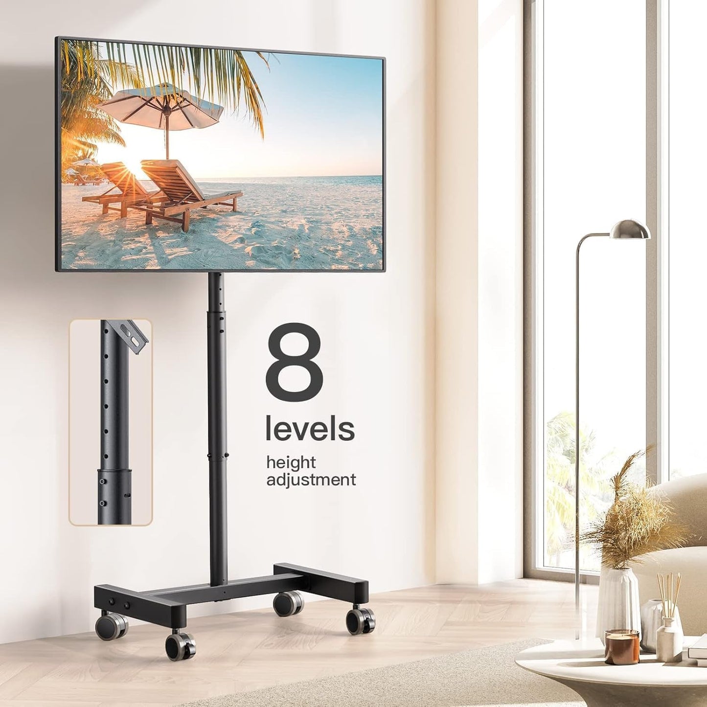 Adjustable Rolling TV Cart For 13 To 50 Inch TVs Tilt