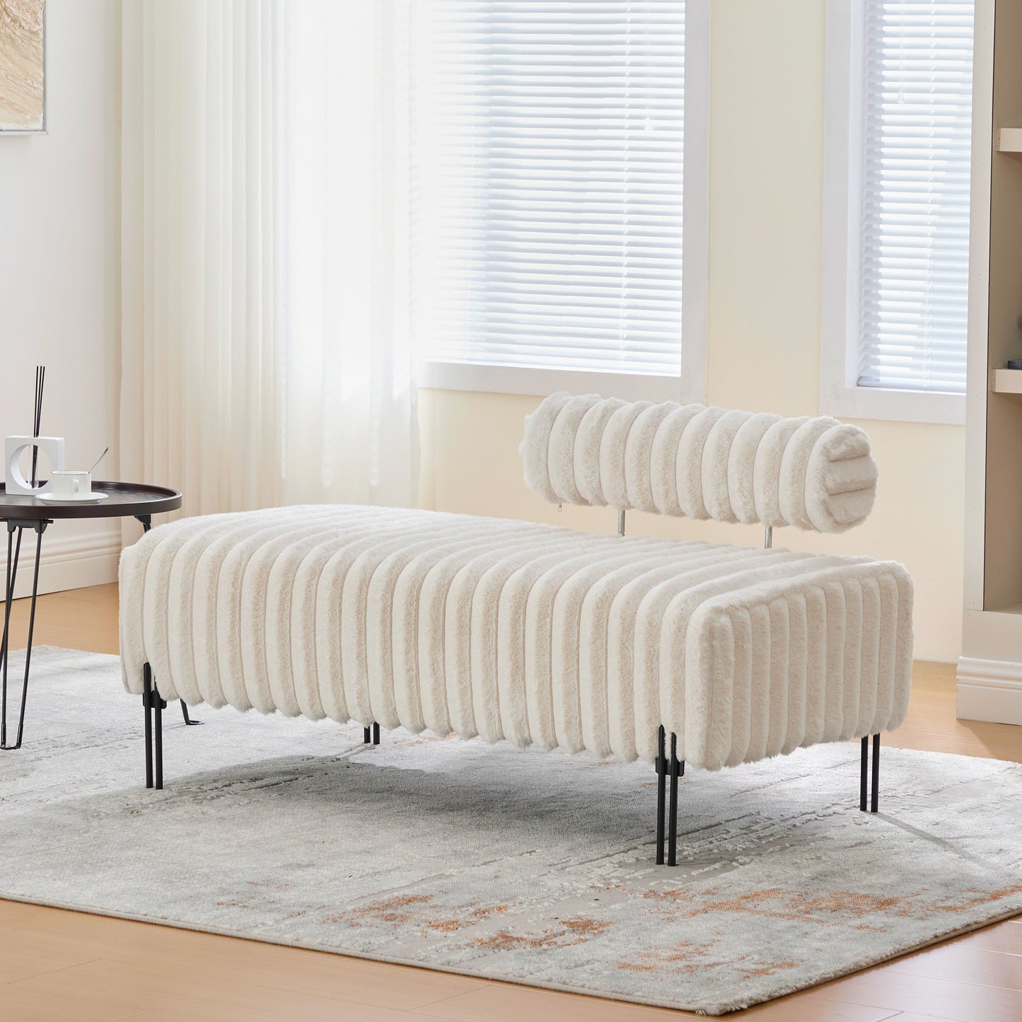 49.6" Wide Upholstered Mini Loveseat with Metal Legs