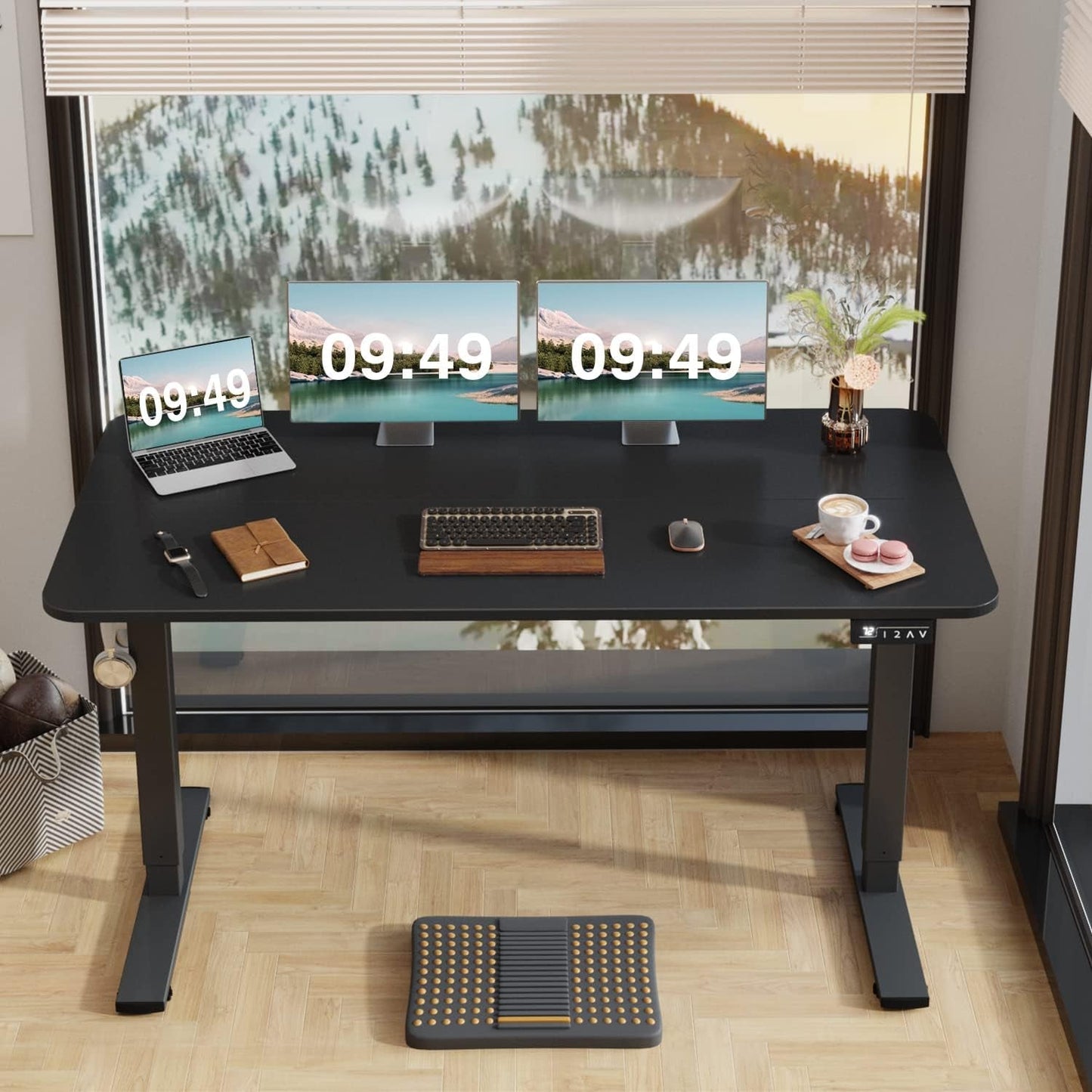 Electric Height Adjustable Standing Desk 55 X 24 Inches