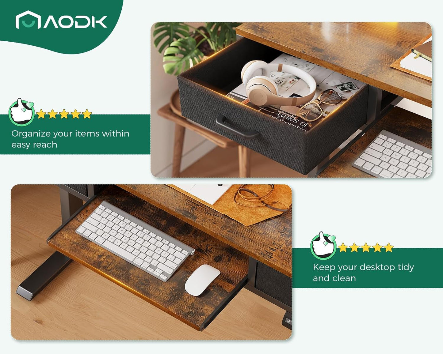 Electric Standing Desk 55 Inch With Drawers Power Outlets