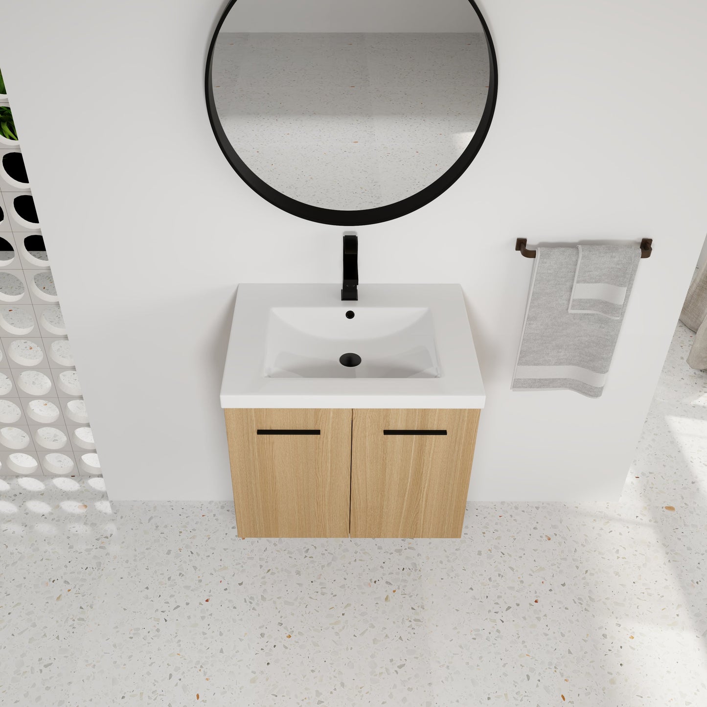 24" Floating Bathroom Vanity with Sink, Light