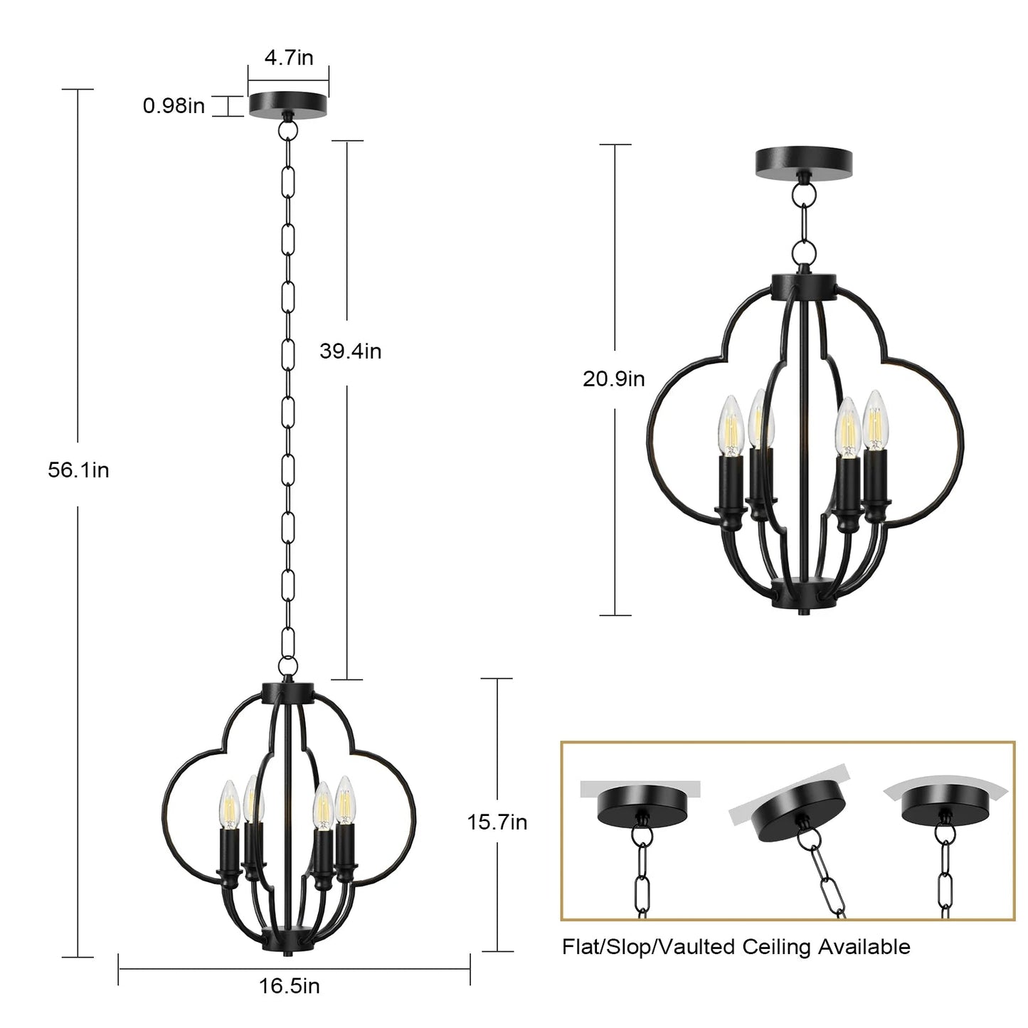 Farmhouse Candle Chandelier Light Fixture