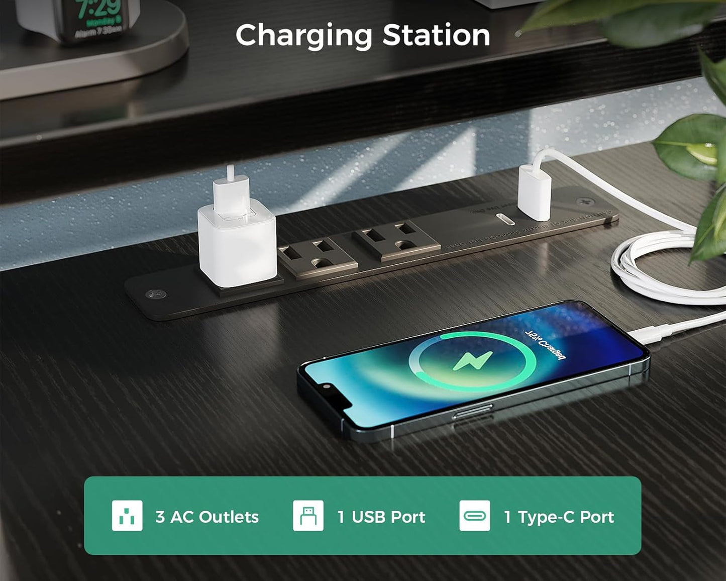 Electric L Shaped Standing Desk 59 Inch With Power Outlets
