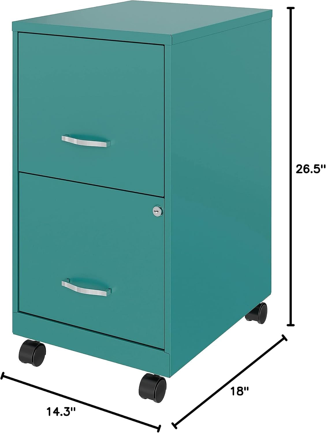 Teal LYS SOHO File Mobile Cabinet Locking Drawers 18 Inch