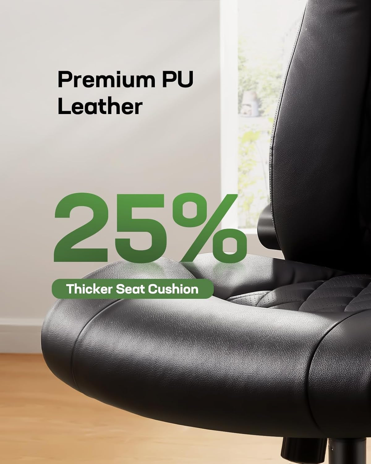 Executive Office Chair With Flip Up Armrests PU Leather Black