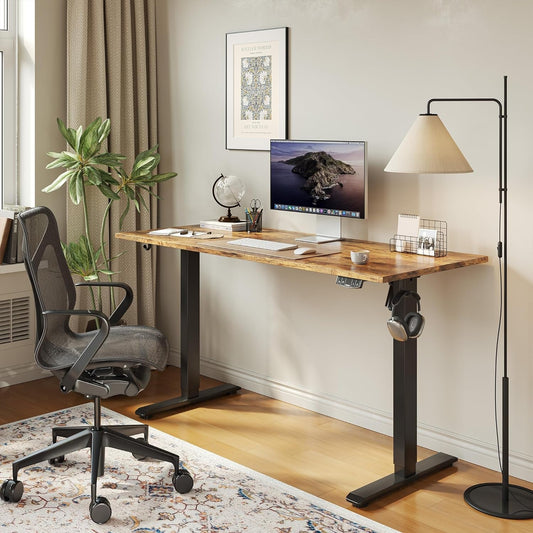 Electric Standing Desk 48x24 Height Adjustable With Memory Presets Rustic Brown